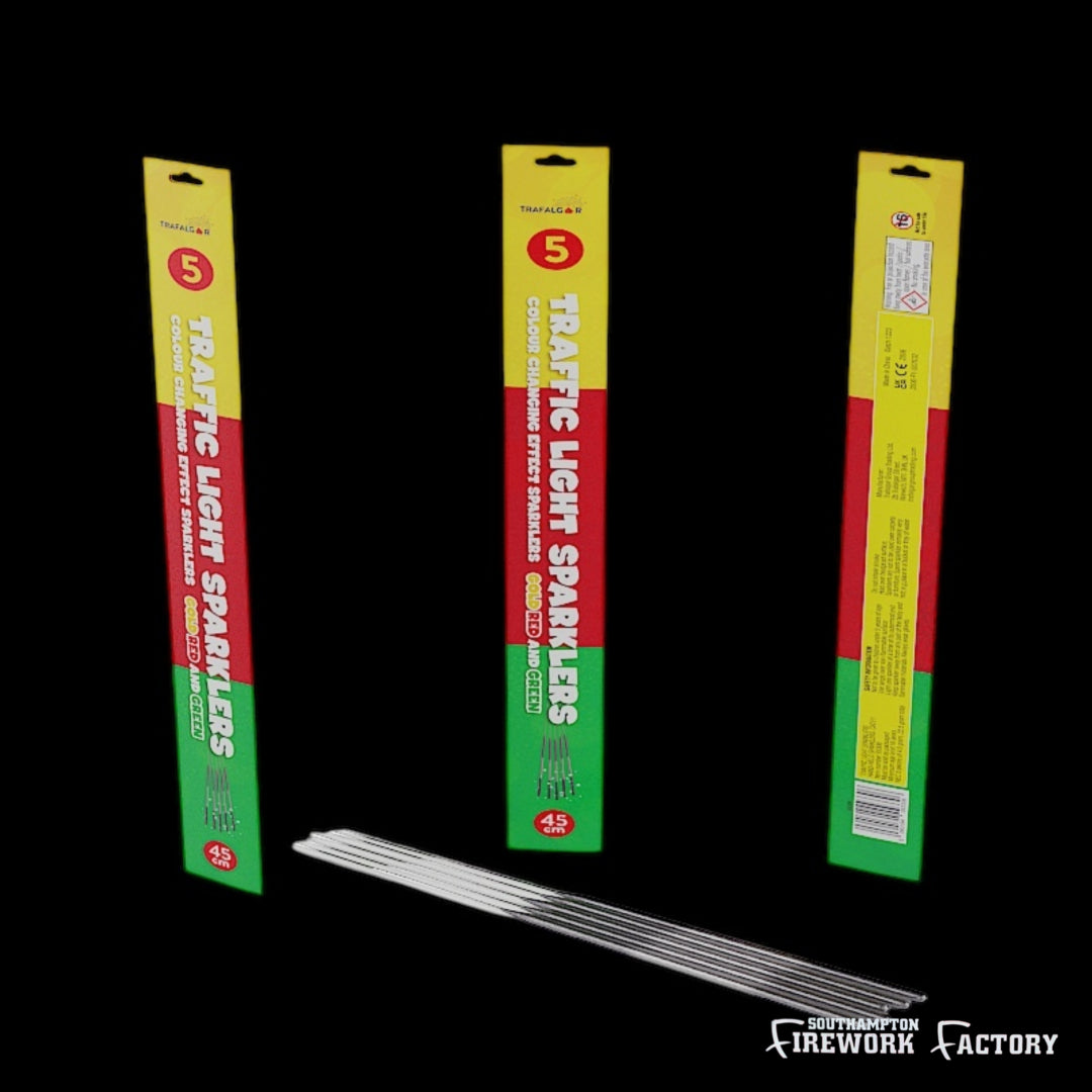 Traffic Light Sparklers (5pc). £2.99 or 2 packs for £5.00