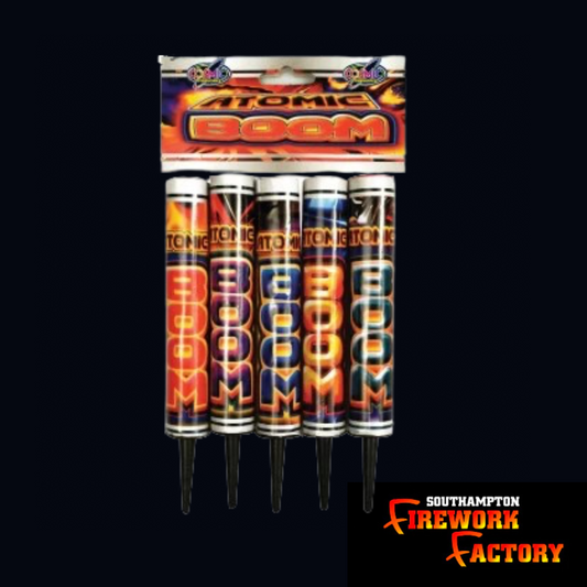 Atomic Boom Roman Candles (5pc)pack.£5.00